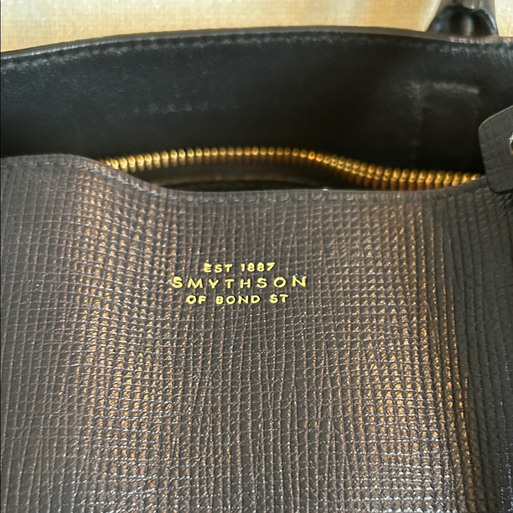 🔥 Smythson Panama cross-grain leather business shoulder bag - navy - Picture 6 of 12